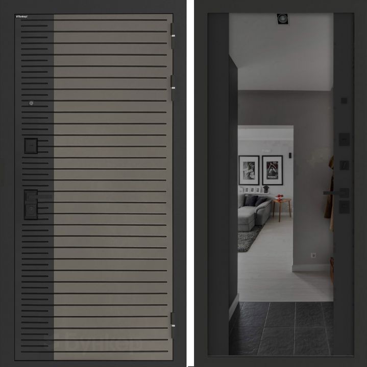 Входная дверь Бункер BN-15 - Зеркало максимум с тонировкой Черный кварц