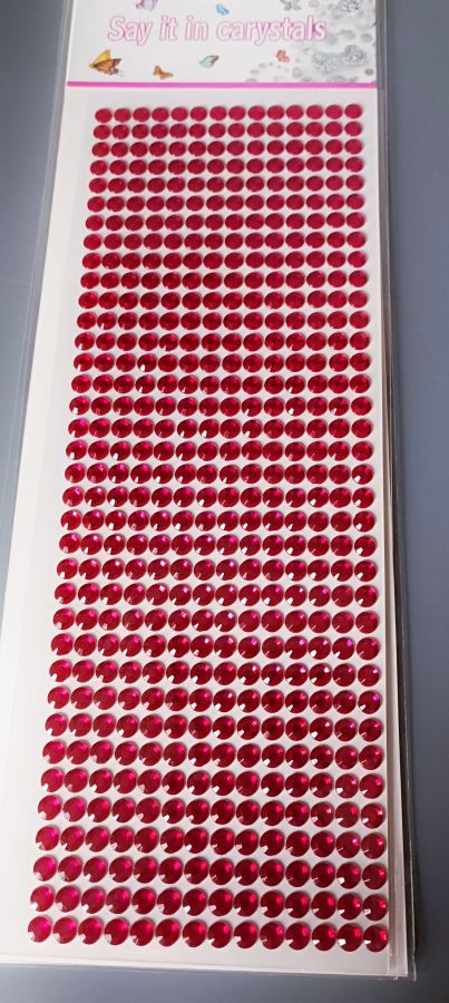 Полубусины, стразы акриловые на клеевой основе. Размер 6 мм, 504 шт Фуксия