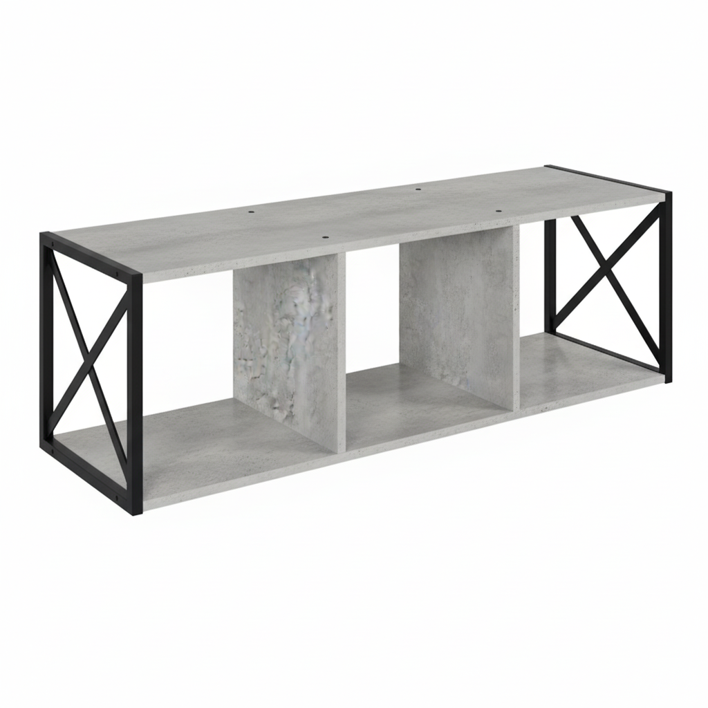 ЛОФТ-8 Полка навесная 3 секции (1200х370х383 мм) Бетон