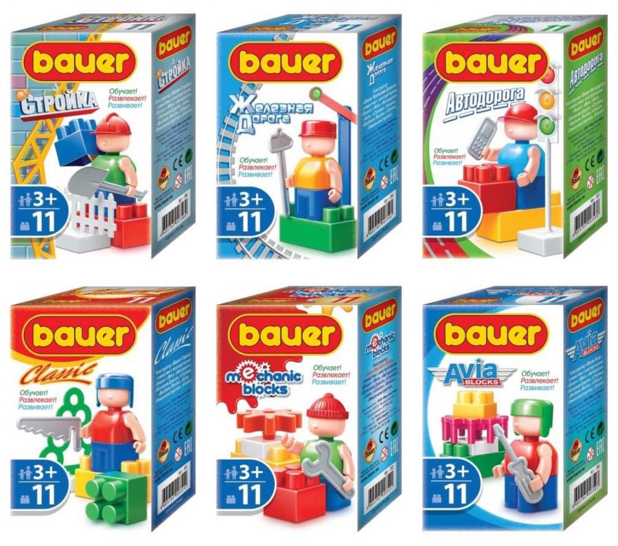 Конструктор 11 деталей в ассортименте (в коробке)