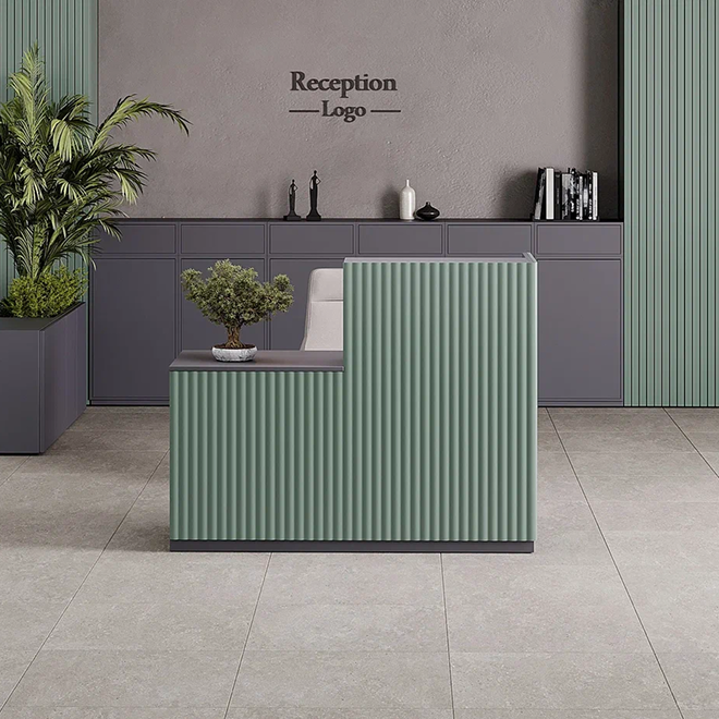 Ресепшн «Фьюжн без декора» в МДФ пленке антрацит/ ниагара