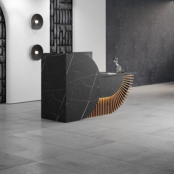 Ресепшн «Икар» черный/файерстоун/дуб вотан