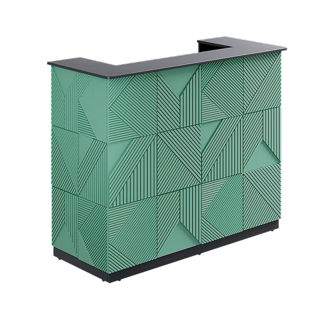 Ресепшн с фрезировкой фокус в МДФ пленке антрацит/иберис