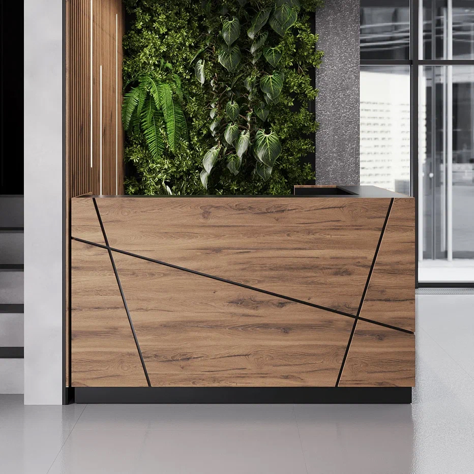 Ресепшн "Хай-Тек" угловой ,Чёрный / Юстус