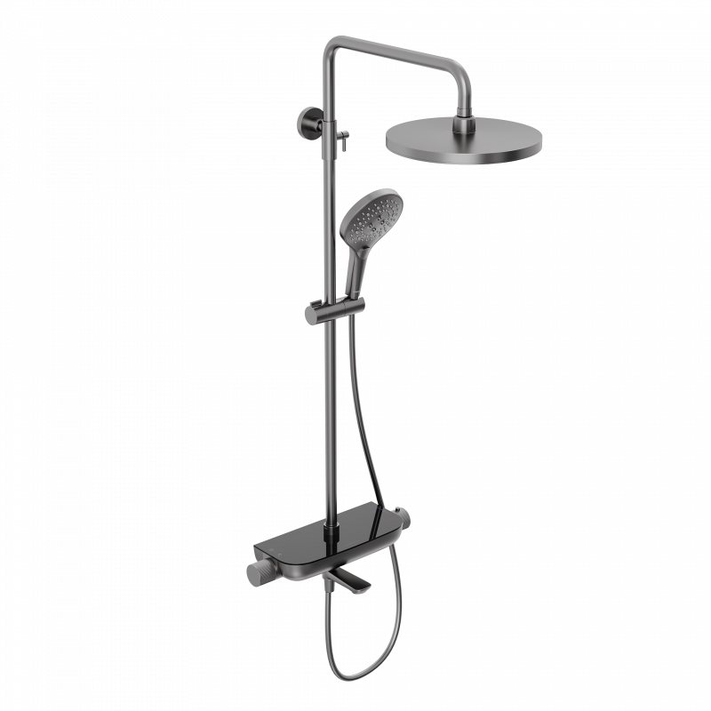 Душевая система Abelsberg Lineara с термостатом с изливом, оружейная сталь SNS52791GM