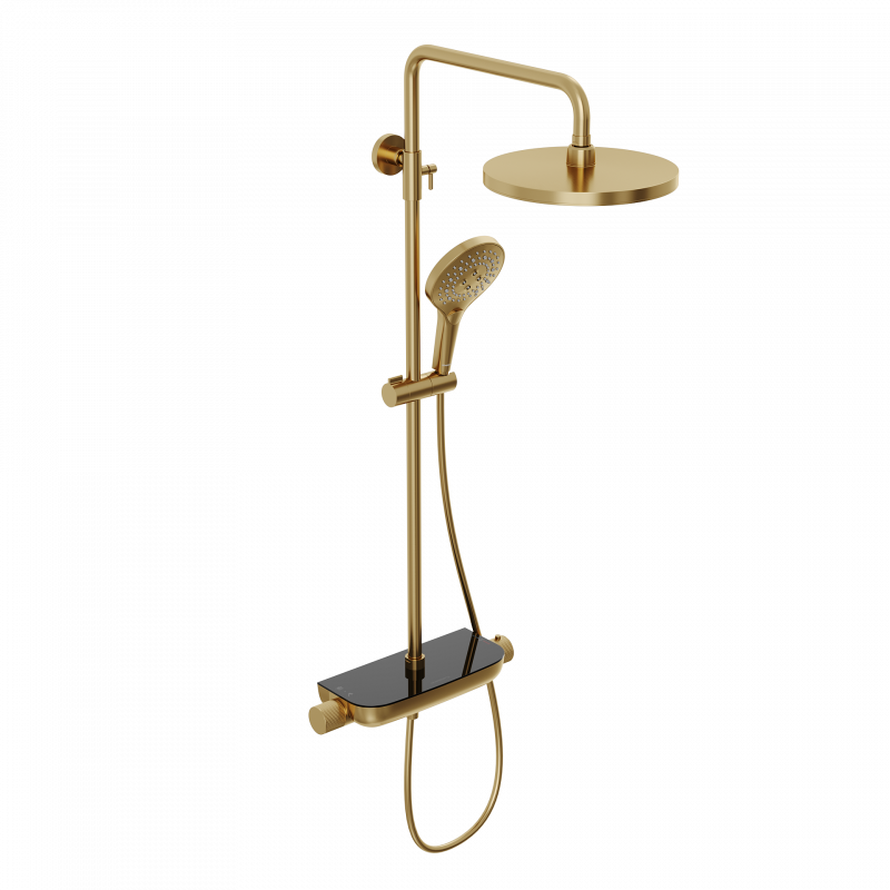 Душевая система Abelsberg Lineara с термостатом без излива, золото SNS52790BG