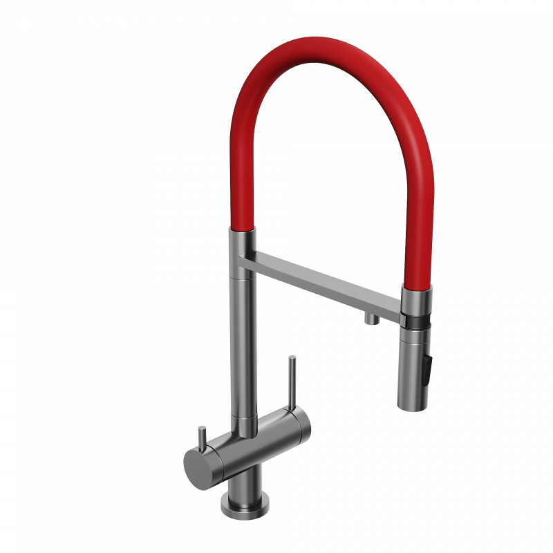 Смеситель для кухни ABELSBERG Venta с гибким изливом, космическая сталь, IXF73979GM