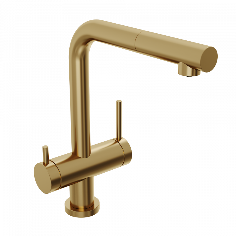 Смеситель для кухни ABELSBERG Pura с вытяжным изливом, королевское золото, OTF70709BG