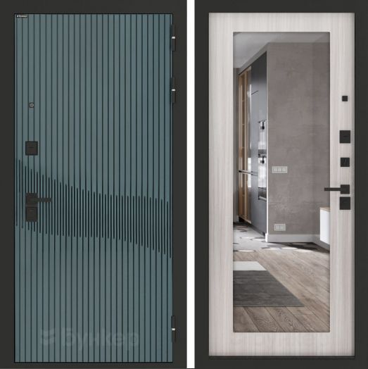 Входная дверь Бункер BN-13 - Зеркало 18 
Сандал белый