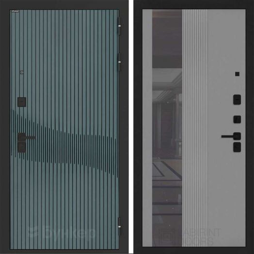 Входная дверь Бункер BN-13 - 32 Зеркало тонировка Серый софт рельеф