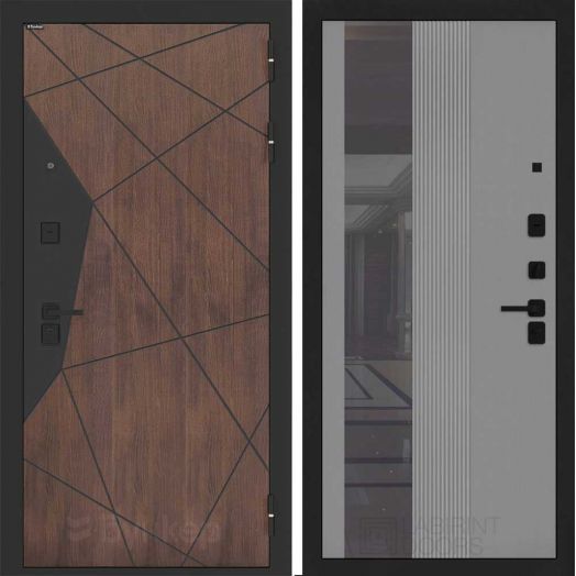 Входная дверь Бункер BN-14 - 32 Зеркало тонировка Серый софт рельеф