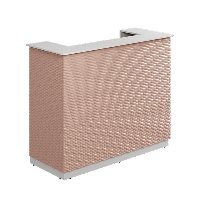 Ресепшн с фрезировкой рябь в МДФ пленке белый/камелия