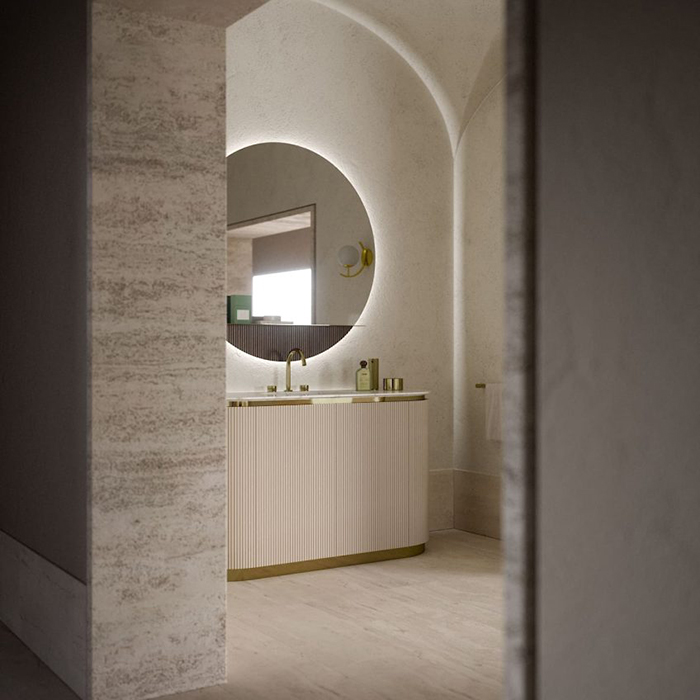 Комплект мебели №2 Oasis Naos 146х56x85 см три напольные тумбы и мраморный топ ФОТО