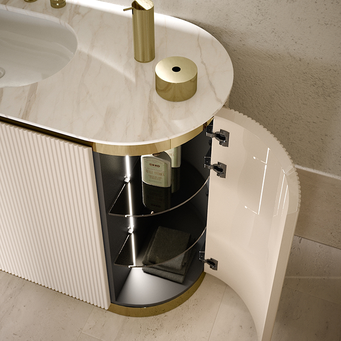 Комплект мебели №2 Oasis Naos 146х56x85 см три напольные тумбы и мраморный топ ФОТО