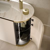 Комплект мебели №2 Oasis Naos 146х56x85 см три напольные тумбы и мраморный топ схема 4