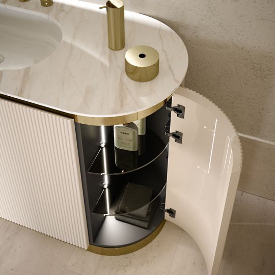 Комплект мебели №2 Oasis Naos 146х56x85 см три напольные тумбы и мраморный топ схема 4