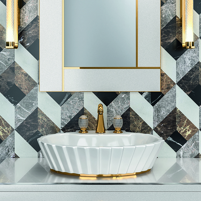 Комплект мебели №30 Oasis Daphne две подвесные тумбы с раковиной и зеркалом 194х52.5х220 см ФОТО