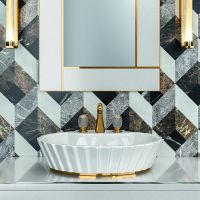 Комплект мебели №30 Oasis Daphne две подвесные тумбы с раковиной и зеркалом 194х52.5х220 см схема 3