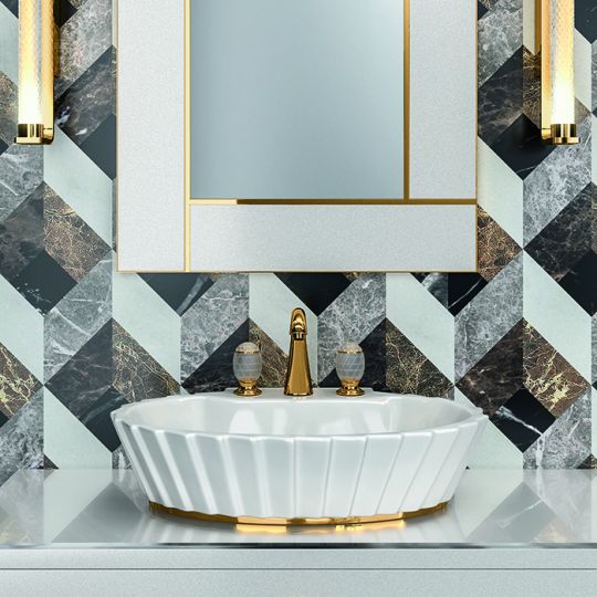 Комплект мебели №30 Oasis Daphne две подвесные тумбы с раковиной и зеркалом 194х52.5х220 см схема 3