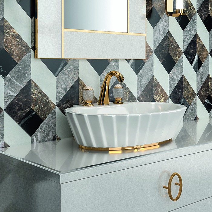 Комплект мебели №30 Oasis Daphne две подвесные тумбы с раковиной и зеркалом 194х52.5х220 см ФОТО