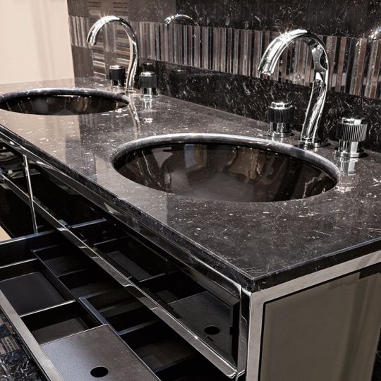 Комплект мебели №14 Oasis Academy напольная комсоль со столешницей и раковиной 160х53х200 см схема 5