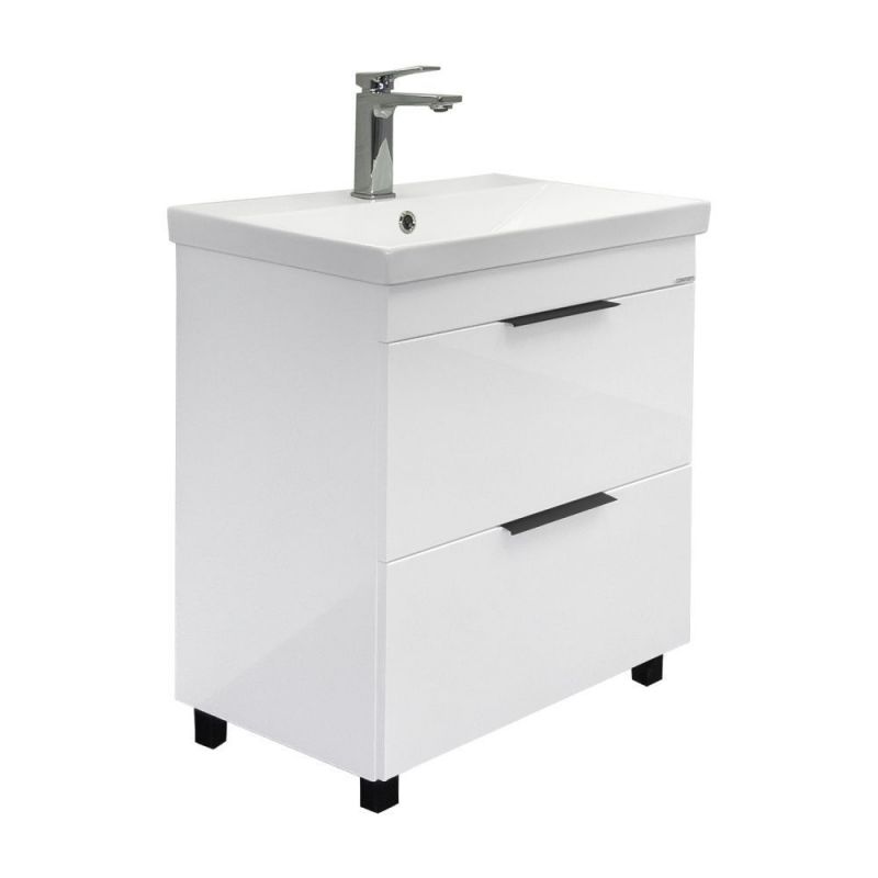 Тумба с умывальником "Кама 60Н" белый глянец с рак. COMFORTY CF19696BX-60