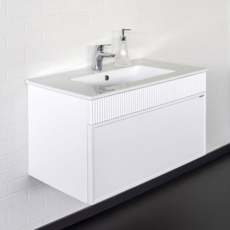 Тумба с умывальником для ванной Comforty Мадрид-80 белый матовый с раковиной Comforty 80E