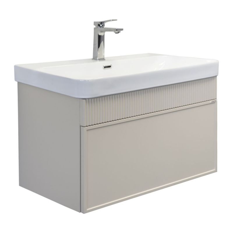 Тумба с умывальником "Мадрид-80М" сер. шёлк с рак. COMFORTY CF19595BX-80