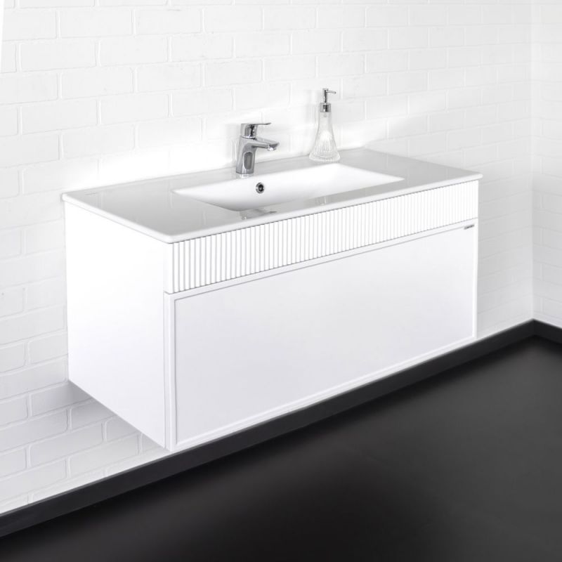 Тумба с умывальником Comforty Мадрид 100 белый матовый с раковиной Comforty 100E