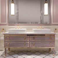 Комплект мебели №14 Oasis Lutetia 180х56х230 см напольная консоль с раковиной и столешницей схема 6