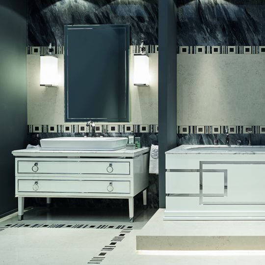 Комплект мебели напольный №18 Oasis Lutetia  137х56х77 см консоль со столешницей с накладной раковиной схема 7