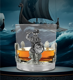 Классический бокал для виски "Викинг" (пьютер)  с дном из пьютера 11oz Viking Pewter Whisky Glass Tumbler.