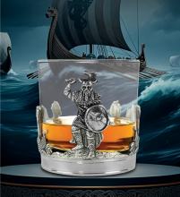 Классический бокал для виски "Викинг" (пьютер)  с дном из пьютера 11oz Viking Pewter Whisky Glass Tumbler.
