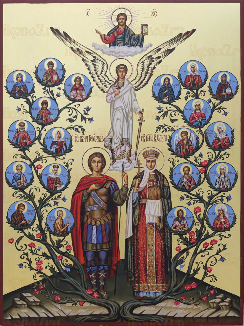 Семейная икона c семейным древом (сусальное золото)