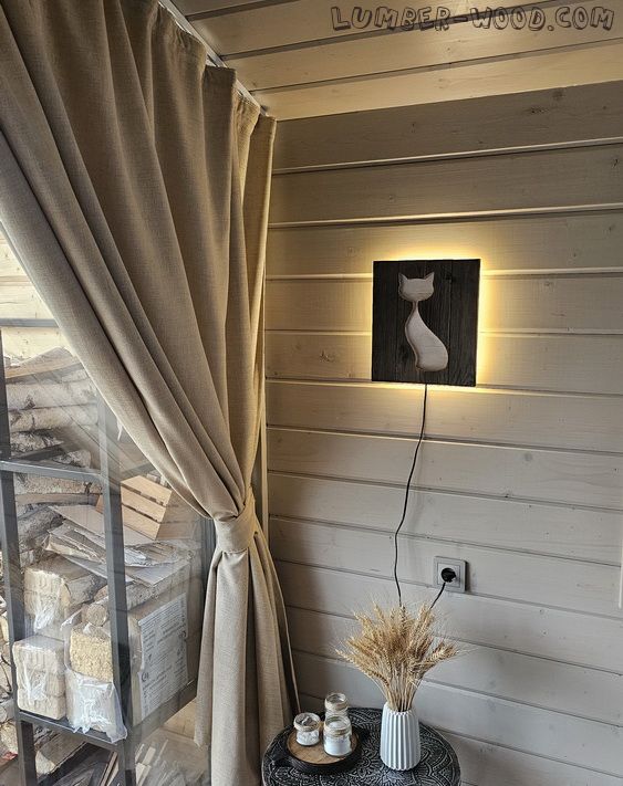 Кошка. Original (настенный светильник из дерева). арт 7005