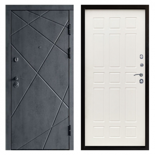 Входная дверь Termo-door Лучи Бетон - Спарта Белое дерево