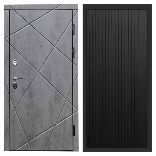 Входная дверь Termo-door Лучи Бетон - FLAT Черный кварц