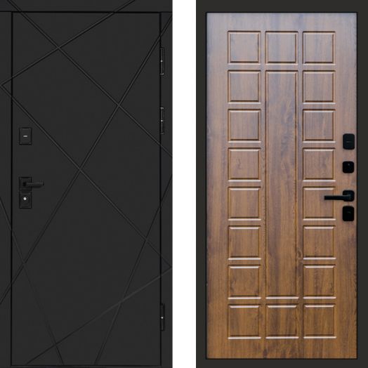 Входная дверь Termo-door Лучи Black - Престиж Дуб