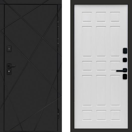 Входная дверь Termo-door Лучи Black - Спарта Белое дерево