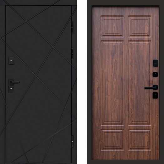 Входная дверь Termo-door Лучи Black - Орех премиум