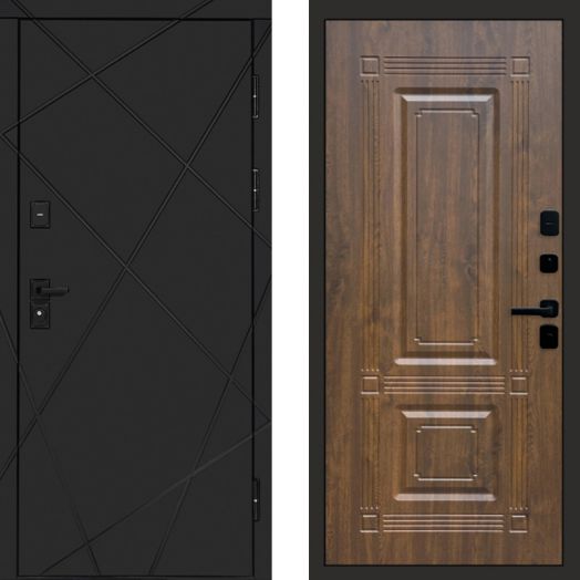 Входная дверь Termo-door Лучи Black - Мадрид Дуб