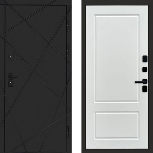 Входная дверь Termo-door Лучи Black - Марсель Белый софт