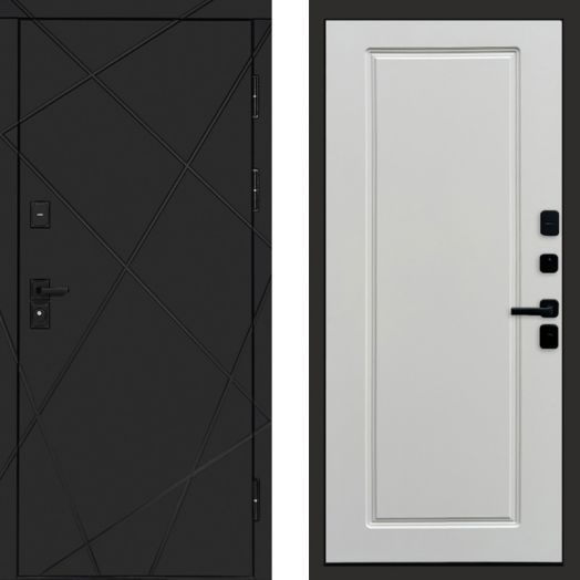 Входная дверь Termo-door Лучи Black - Гранд Белый софт