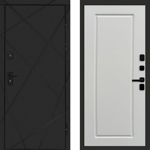 Входная дверь Termo-door Лучи Black - Гранд Слоновая кость