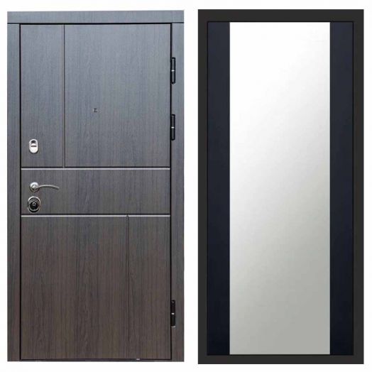 Входная дверь Termo-door Вертикаль Венге - Зеркало Черный кварц+тонировка