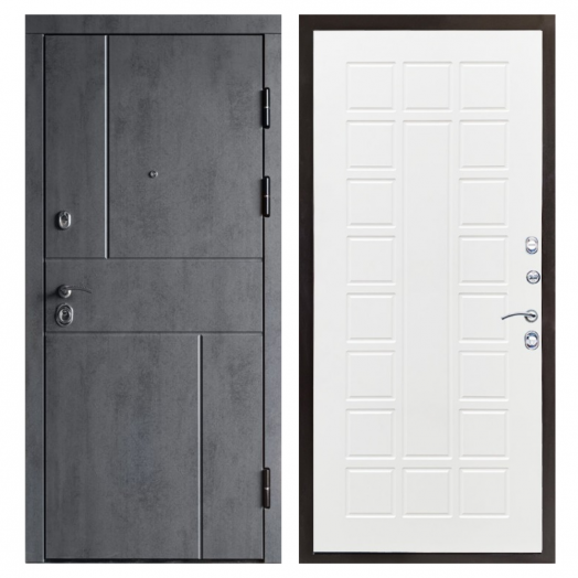 Входная дверь Termo-door Вертикаль Бетон - Престиж Белое дерево