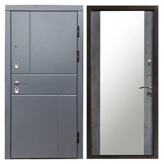 Входная дверь Termo-door Вертикаль Грей - Зеркало Бетон темный