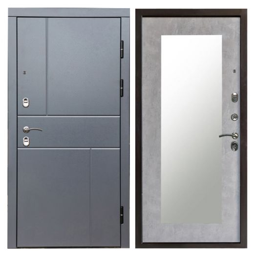 Входная дверь Termo-door Вертикаль Грей - Зеркало триумф Бетон светлый
