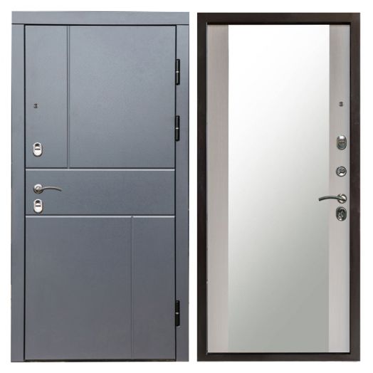 Входная дверь Termo-door Вертикаль Грей - Зеркало Лиственница