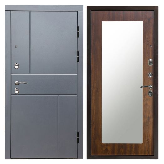Входная дверь Termo-door Вертикаль Грей - Зеркало Дуб